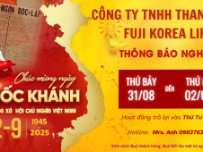 THÔNG BÁO LỊCH NGHỈ LỄ QUỐC KHÁNH 2/9